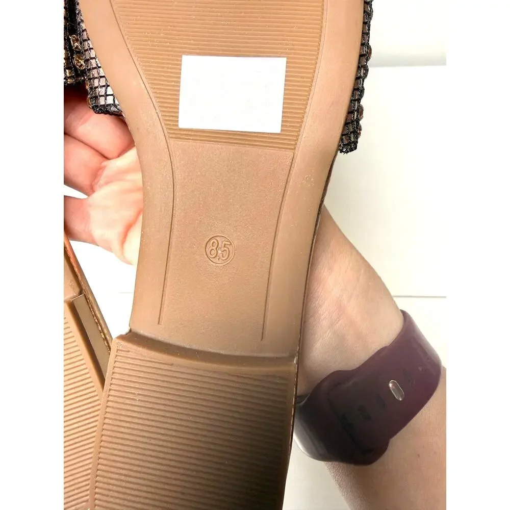 New York & Company Gracie Flat Gold Sandals Womens Size 8.5 NIB